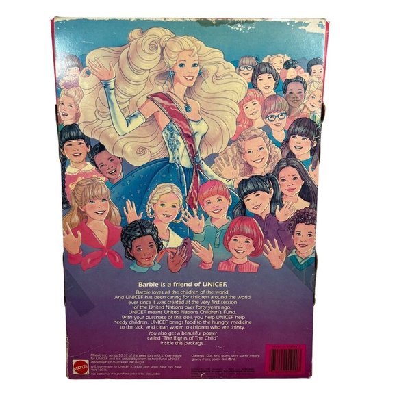 Vintage 1989 Unicef Barbie Doll Special Edition Blonde Blue Eyes NRFB - Picture 9 of 14